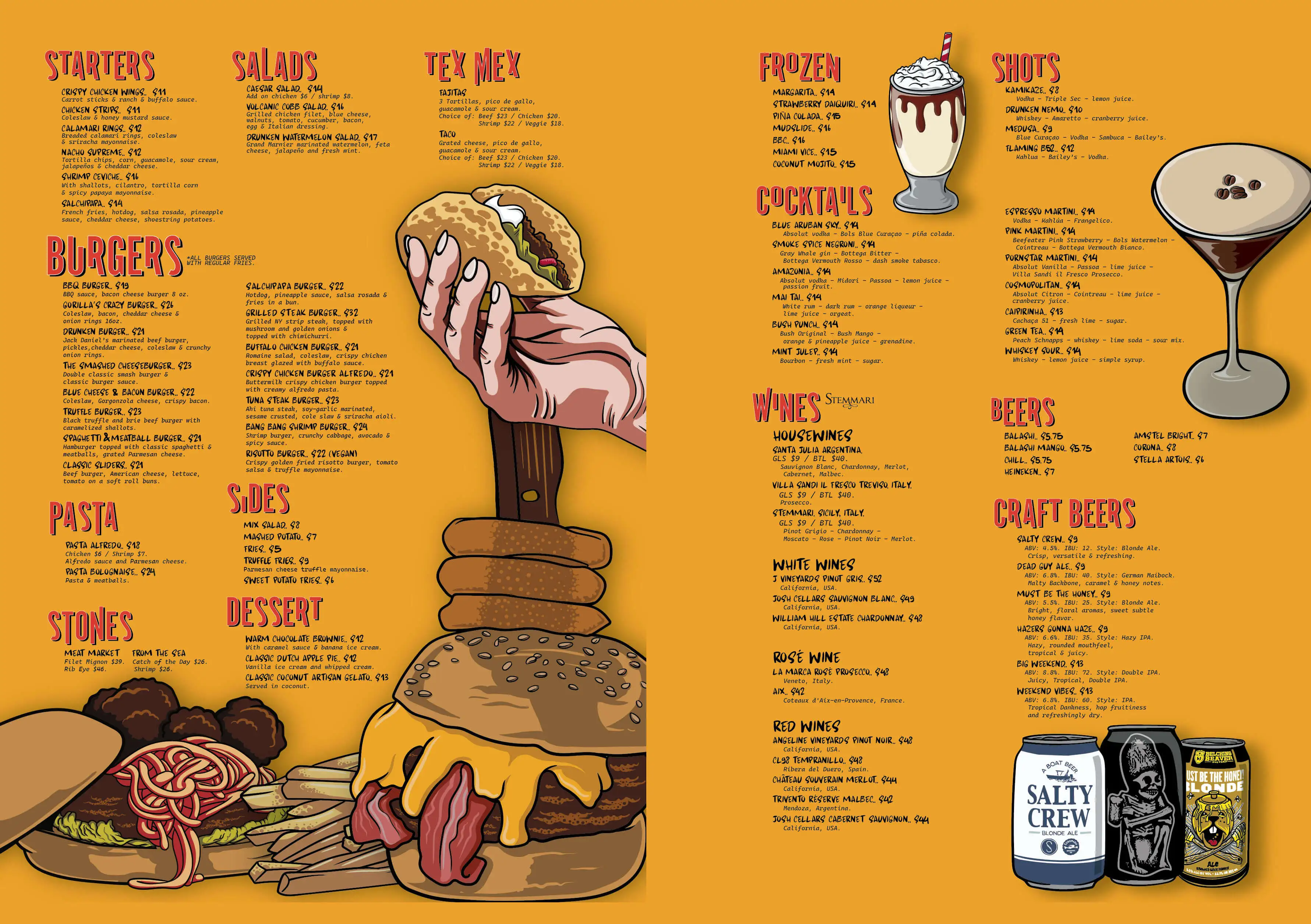 Drunken Burger Menu